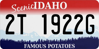 ID license plate 2T1922G