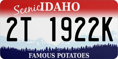 ID license plate 2T1922K