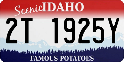 ID license plate 2T1925Y