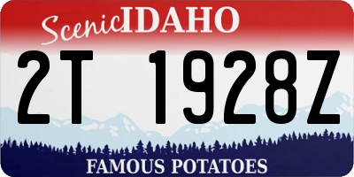 ID license plate 2T1928Z