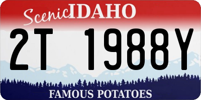 ID license plate 2T1988Y