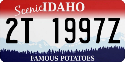 ID license plate 2T1997Z