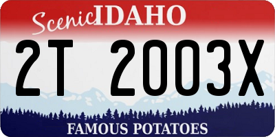 ID license plate 2T2003X