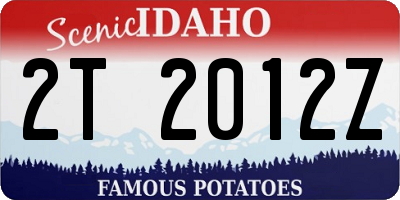 ID license plate 2T2012Z