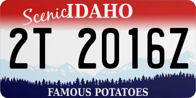 ID license plate 2T2016Z