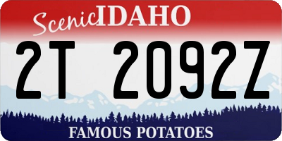 ID license plate 2T2092Z