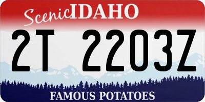 ID license plate 2T2203Z