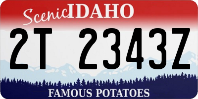 ID license plate 2T2343Z