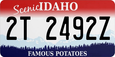 ID license plate 2T2492Z
