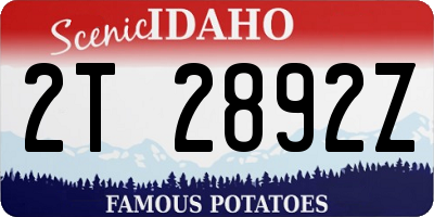 ID license plate 2T2892Z
