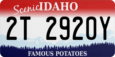 ID license plate 2T2920Y