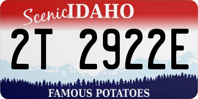 ID license plate 2T2922E