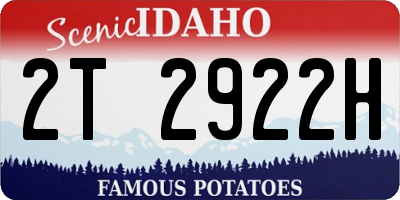 ID license plate 2T2922H