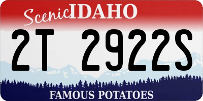 ID license plate 2T2922S