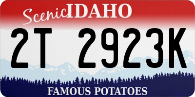 ID license plate 2T2923K