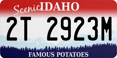 ID license plate 2T2923M