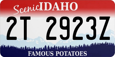 ID license plate 2T2923Z