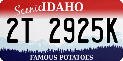ID license plate 2T2925K