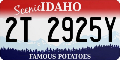 ID license plate 2T2925Y