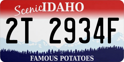 ID license plate 2T2934F