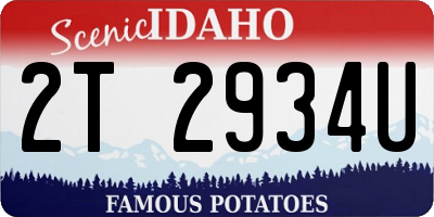 ID license plate 2T2934U