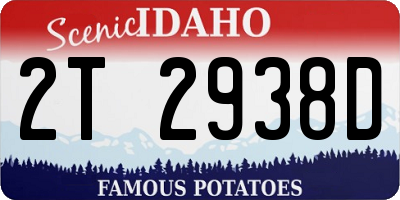 ID license plate 2T2938D