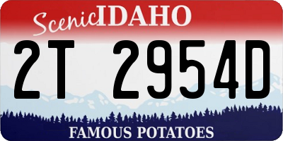 ID license plate 2T2954D