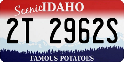 ID license plate 2T2962S