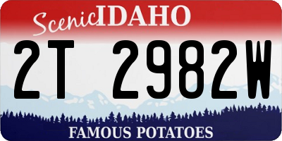 ID license plate 2T2982W
