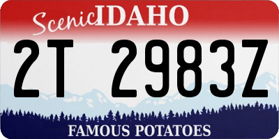 ID license plate 2T2983Z