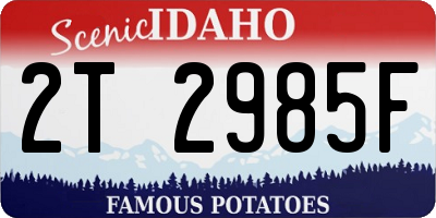 ID license plate 2T2985F