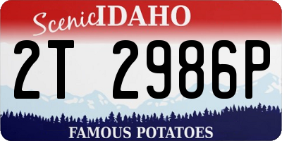 ID license plate 2T2986P