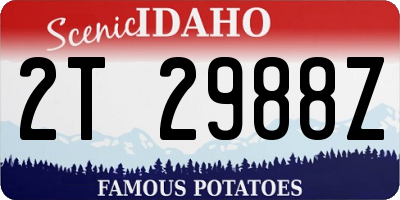 ID license plate 2T2988Z
