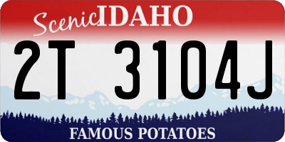 ID license plate 2T3104J