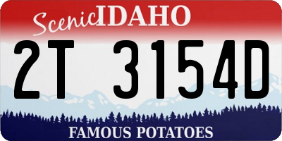 ID license plate 2T3154D