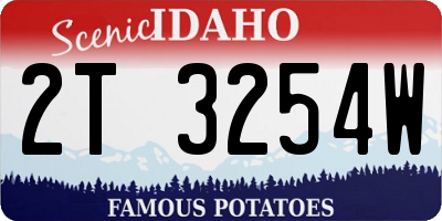 ID license plate 2T3254W