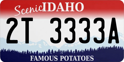ID license plate 2T3333A