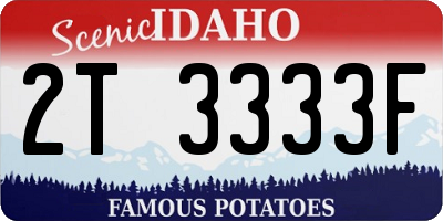 ID license plate 2T3333F