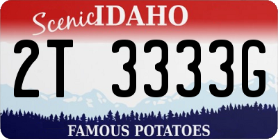ID license plate 2T3333G