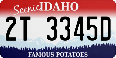 ID license plate 2T3345D