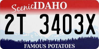 ID license plate 2T3403X