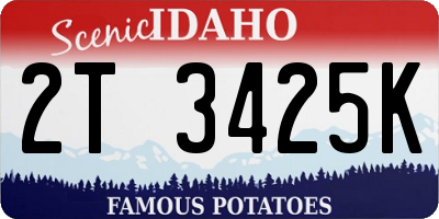 ID license plate 2T3425K