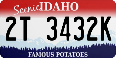 ID license plate 2T3432K