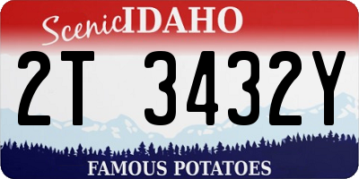 ID license plate 2T3432Y