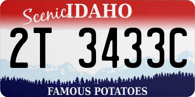 ID license plate 2T3433C