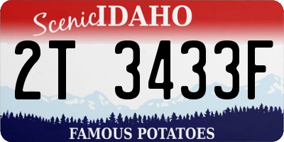 ID license plate 2T3433F