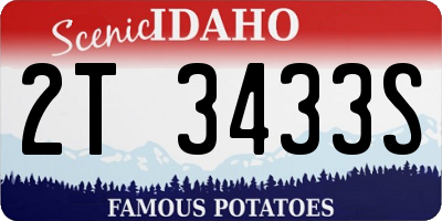 ID license plate 2T3433S