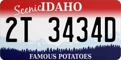 ID license plate 2T3434D