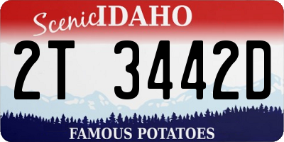 ID license plate 2T3442D