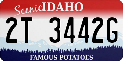 ID license plate 2T3442G
